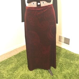 Kathie Lee velvet red boho skirt